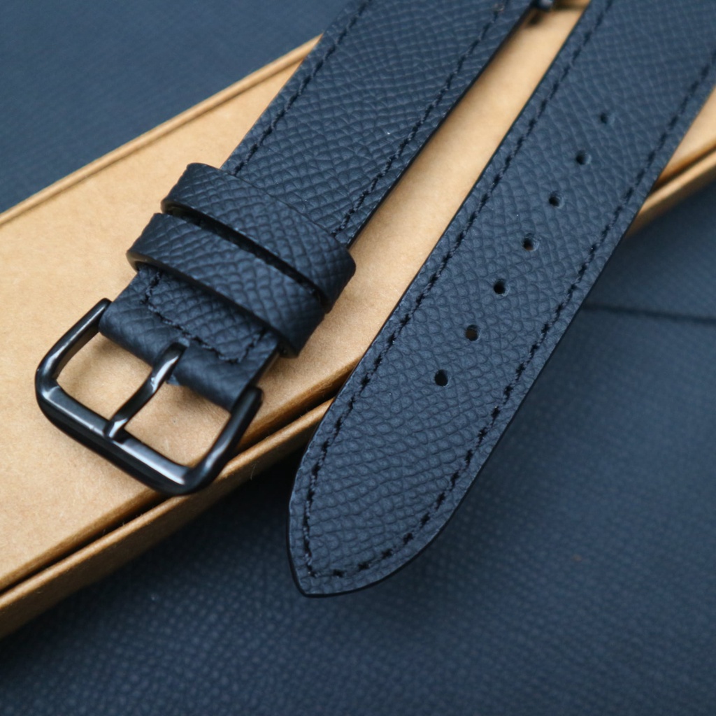 Dây đeo dành cho apple watch da epsom đen cao cấp, sang trọng cho nam, nữ. awp 101