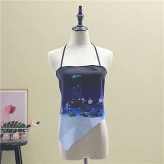 Áo Tank Top Nữ Không Dây, Cổ Khăn Lụa Ngắn Bất Đối Xứng