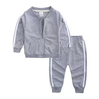 Set quần áo viền sọc có khóa cho bé [Hàng mới về]