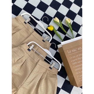 LOOK BASIC - Quần short nữ basic đơn giản form chử A lưng cao - nâu
