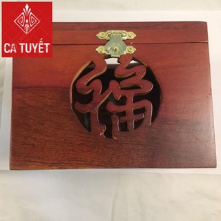 (RẺ NHẤT) Hộp đựng giấy ăn Vuông ELAI GỖ HƯƠNG khảm hoa văn CAO CẤP