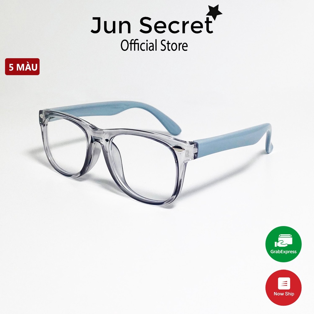 Kính giả cận trẻ em Jun Secret gọng nhựa dẻo siêu xịn chống gãy, tròng 0 độ chống bụi,chống tia UV an toàn cho bé JS0032