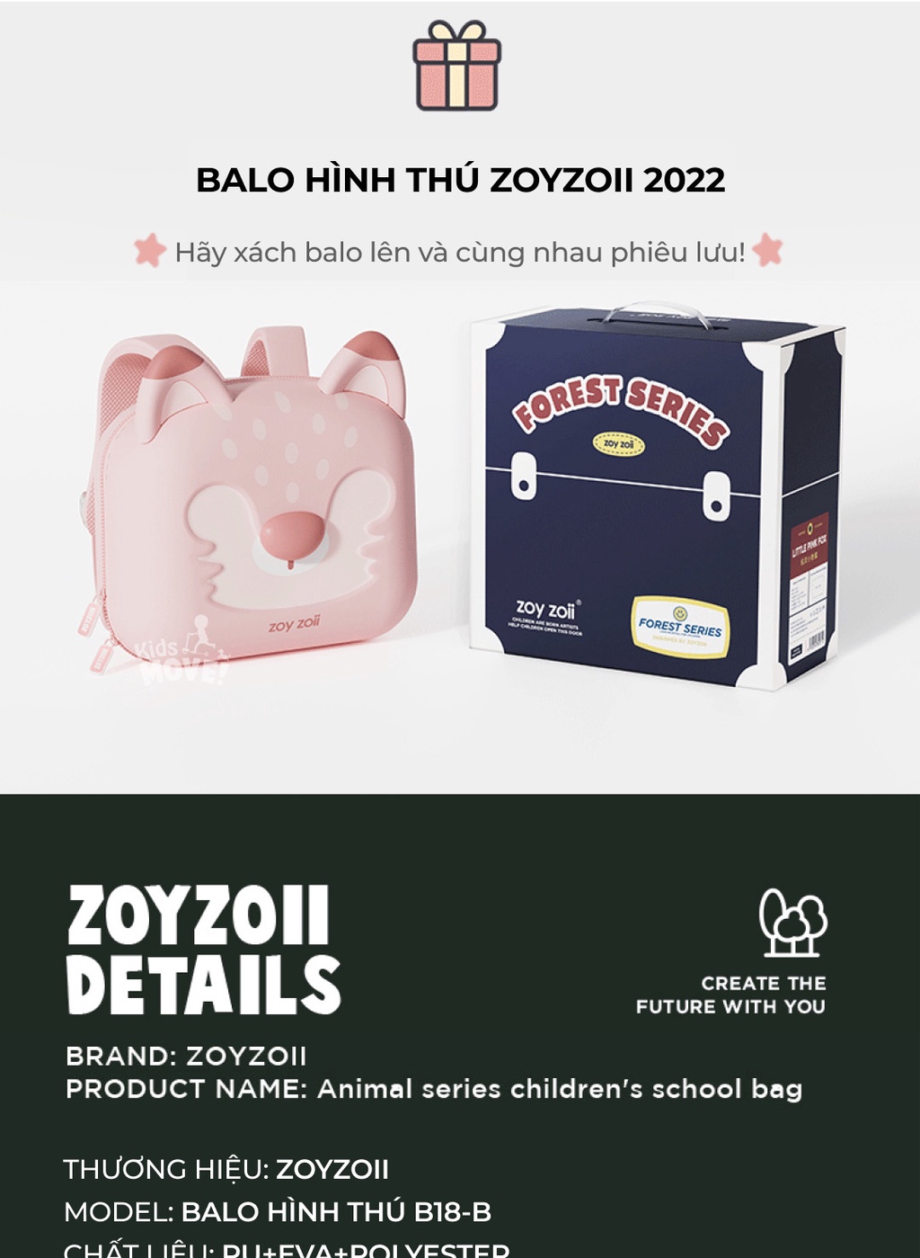 Mô tả Balo Zoyzoii chính hãng cho bé mầm non hình thú mẫu mới 2022 chồng gù đi học đi chơi du lịch 1-6 tuổi cao cấp - 11