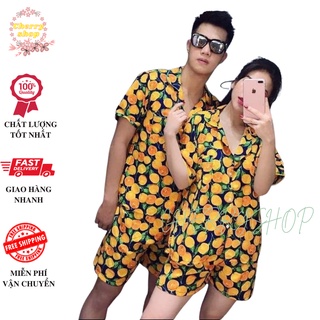 Áo gia đình đi biển có cổ trái cam