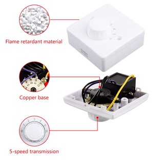 Công tắc điều khiển tốc độ quạt trần Kellnny 220V Nút treo tường Công tắc điều chỉnh độ sáng năm tốc độ