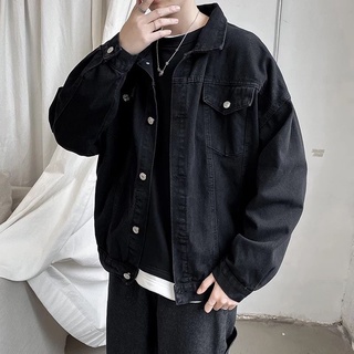 áo khoác jeans đen trơn denim jacket unisex