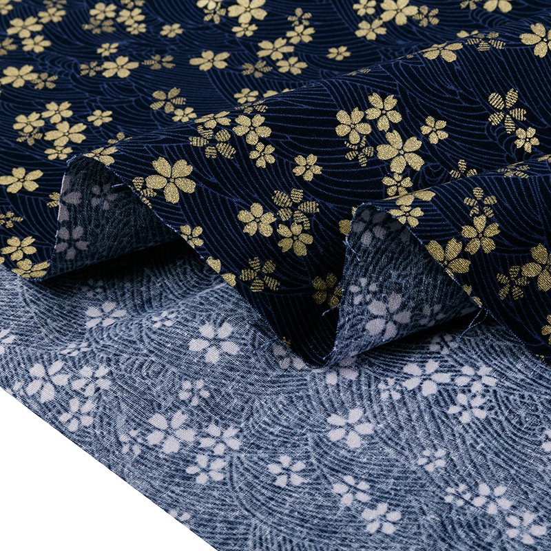 Vải cotton đồng họa tiết hoa Nhật Bản vải cho DIY chắp vá và váy nữ sườn xám TJ8962