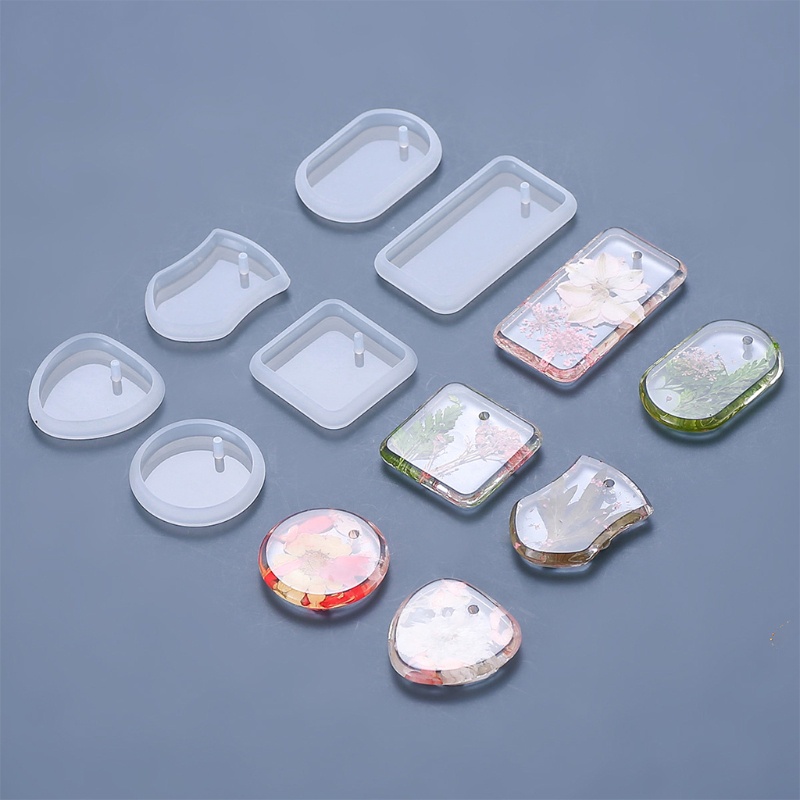 [SUIT] Khuôn silicon đục lỗ bằng nhựa pha lê UV Hình học Trái tim tình yêu Hình tròn hình elip Hình chữ nhật hình Penda