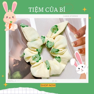 [Handmade] Scrunchies dây buộc tóc mẫu tai thỏ họa tiết động vật nhiều màu xinh xắn