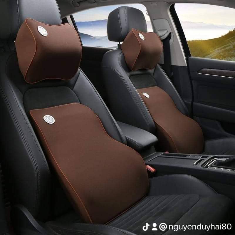 Bộ Gối Tựa Đầu và Tựa Lưng Cao Su Non Nguyên Khối Cao Cấp Siêu Đàn Hồi Chống Đau Mỏi