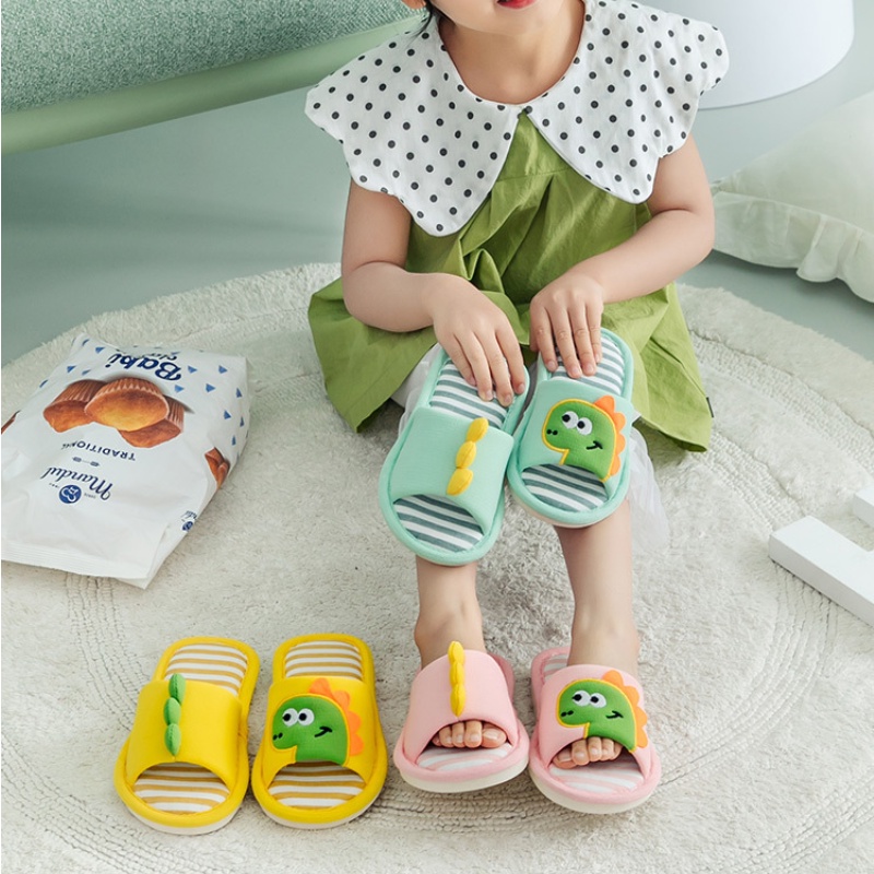 ✨Phụ Kiện Chuyên Dụng Dành Cho Gia Đình✨Dép Đi Trong Nhà Vải Lanh Mềm Mại Chống Trượt Cho Bé