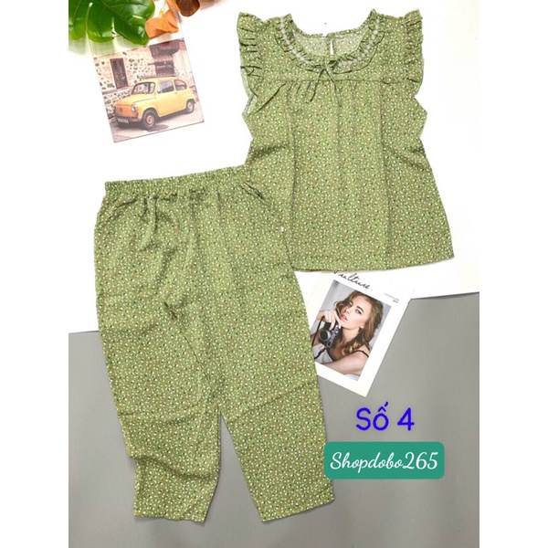 Đồ bộ nữ,đồ ngủ mặc nhà lửng 9 tấc vải lụa mango BL 54 họa tiết hoa nhí siêu cute size đại 61-67kg.