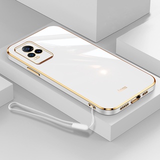 Ốp Điện Thoại Cho Vivo V21 V21E 4G 5G Y73 2021 Mạ Điện Chính Xác Camera Silicon Mềm Có Dây Buộc Miễn Phí