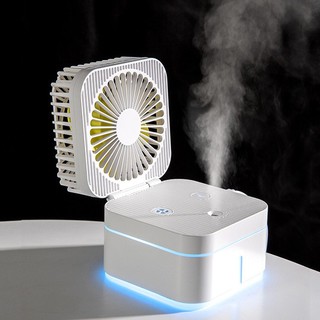 Quạt Mini phun sương để bàn cực mát 💖Đèn Ngủ Nhiều màu  💖  Gấp mở Siêu Tiện lợi CUBE MAGIC