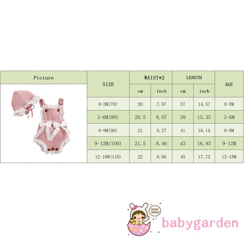 Set áo liền quần dệt kim sát nách phối bèo đính nơ màu sắc tương phản kèm mũ xinh xắn cho bé gái 0-18 tháng tuổi