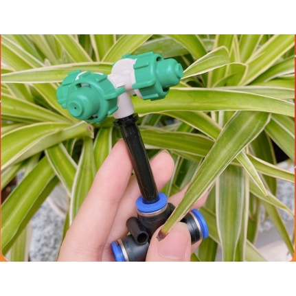 Bộ Béc Phun Sương 4 Hướng Xanh logo -Nối Ống pe 8mm