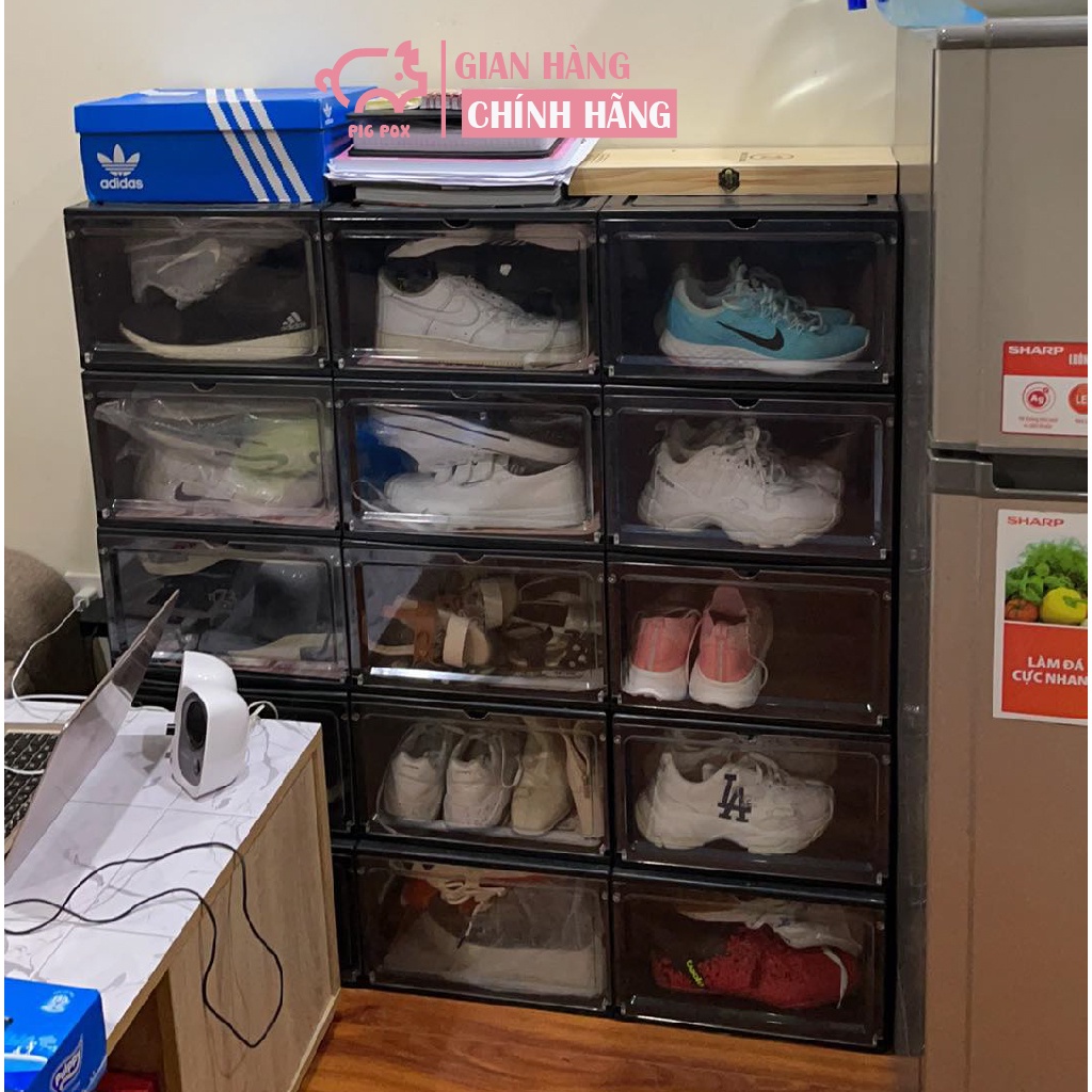 Ảnh Combo 4 Hộp Đựng Giày Nhựa Cứng Cao Cấp, Nắp Hút Nam Châm PIG POX Sneaker Box V1 1