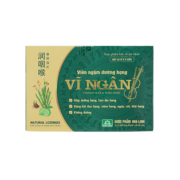 Ảnh Viên ngậm dưỡng họng Vĩ Ngân hộp 100 viên viên dưỡng họ, giảm đau họng, ngứa rát Global Pharma 1