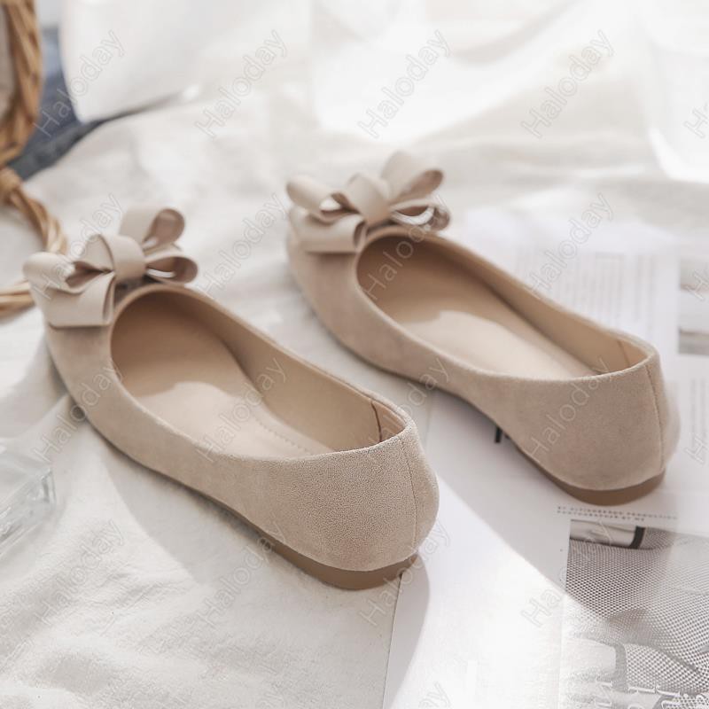 Size lớn 31-44✨2021 Nông Miệng Mũi Vuông Nhẹ Nhàng Giày Dạ Hội Phù Hợp Với Tất Cả Trận Đấu Bằng Cổ Tích Đậu Hà Lan Giày Nơ Nữ Đế Bằng Thoải Mái Kích Thước Lớn Túi