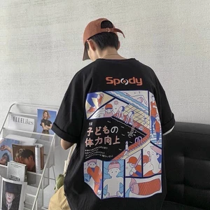Áo thun nam tay lỡ form rộng freesize màu đen trắng xanh - spody