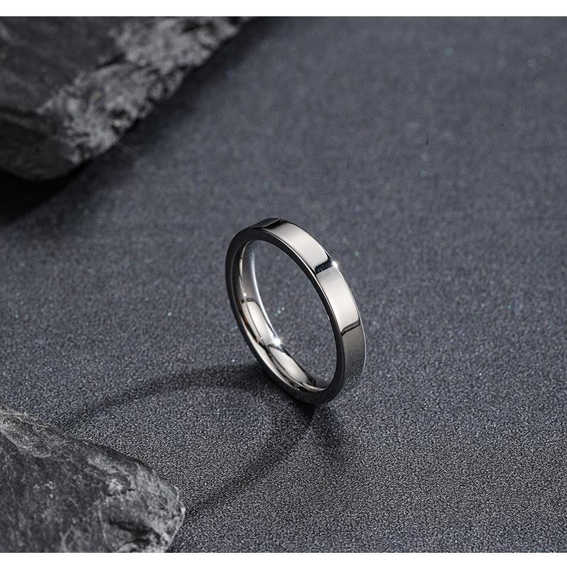 Nhẫn Tròn Unisex Thời Trang Nam Nữ Titan - Nhẫn Trơn Plain Ring Màu Bạc Không Gỉ - Plain Ring - Horizon