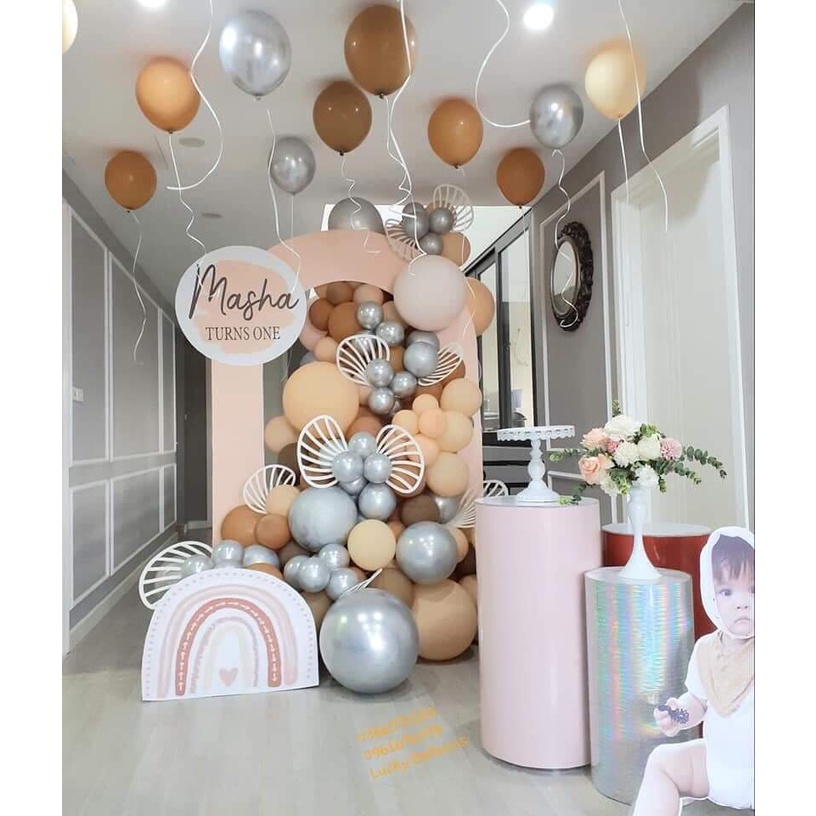 Set 30 bóng tròn nâu tây trang trí sự kiện, sinh nhật - Kem Shop K110
