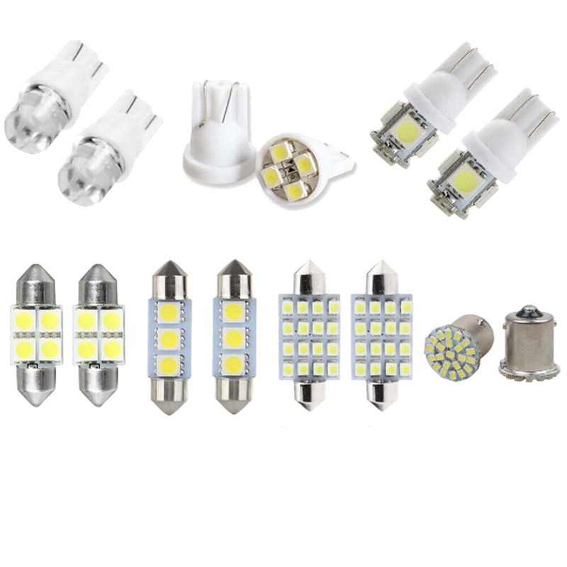 14X Đèn LED Trắng Nội Thất Ô Tô Bên Trong Ánh Sáng Mái Vòm Thân Cây Bản Đồ Biển Số Bóng Đèn