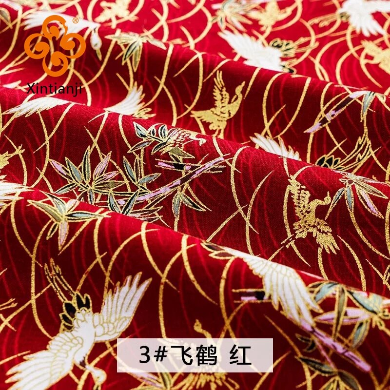 Đồng phục kimono đồng vải đỏ phong cách Nhật Bản, họa tiết hoa cho thời trang và may mặc - TJ8962