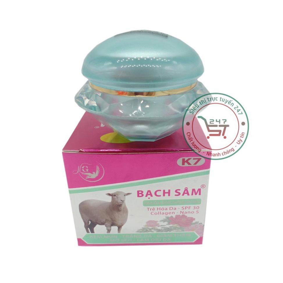 Kem ngừa mụn dưỡng Trắng da Xóa thâm Liền sẹo Chống dị ứng Bạch sâm K7 25g (Tím Xám)
