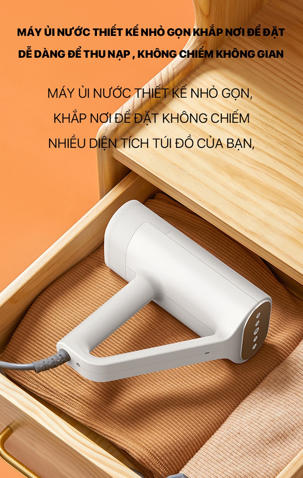 Mô tả Bàn ủi hơi nước Deerma HS100 nhỏ gọn công suất 1000W là phẳng các loại vải - Bảo hành 12 tháng - 7