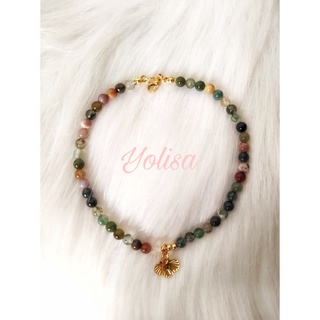 Lắc chân nữ chuỗi hạt đá kết hợp cùng charm sò
