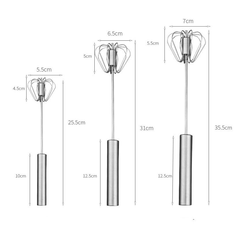 Cây đánh trứng cầm tay inox trục xoay tự động nhỏ gọn tiện dụng