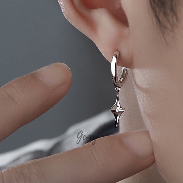 Khuyên tai nam tròn bạc 925 ngôi sao cá tính unisex Starlight (1 chiếc) | GEMY SILVER KN66