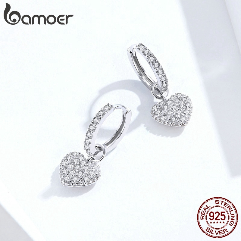 Bông Tai bạc 925 Hình Trái Tim Xinh Xắn Thời Trang Dự Tiệc Cưới 2020 sce821