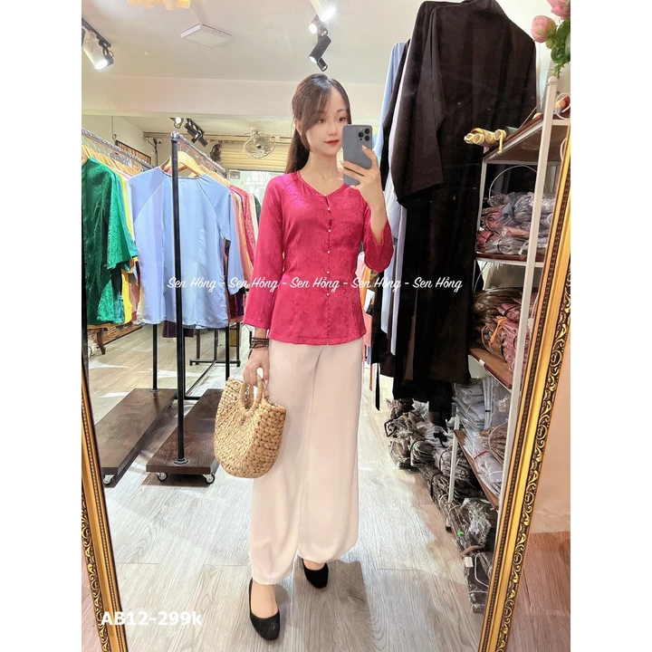 ÁO BÀ BA GẤM VÂN HOA NỔI 3D # đồ bà ba lẻ áo quần chính hãng Sen Hồng # bà ba siêu sang chảnh AB12
