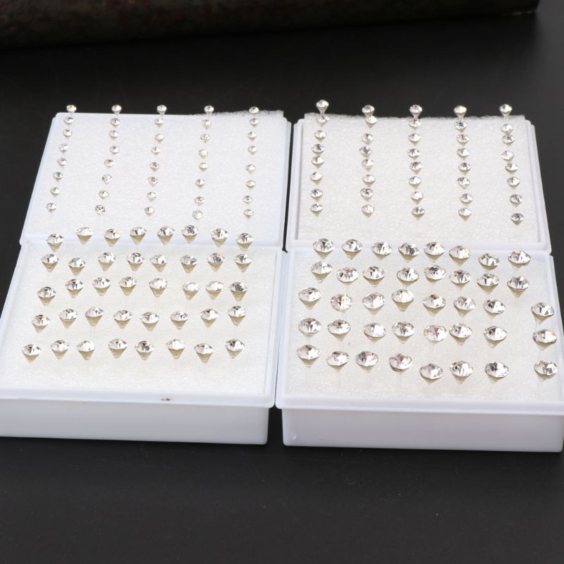 Set 20 đôi khuyên tai đính đá nhiều màu sắc bằng nhựa chống dị ứng an toàn khi sử dụng