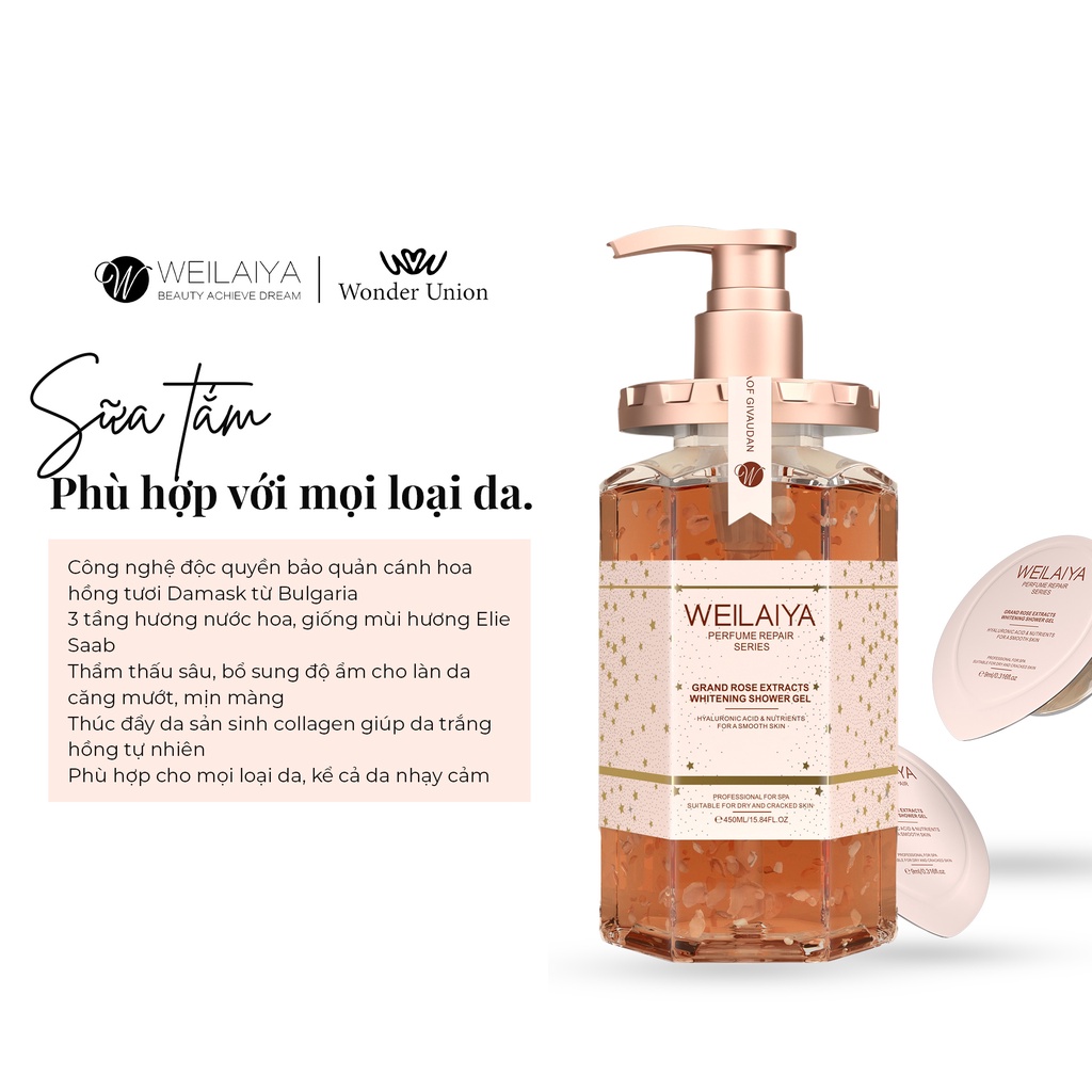 Mô tả Bộ sản phẩm chăm sóc tóc và Sữa tắm nước hoa, trắng da toàn thân Weilaiya 450ml - 5