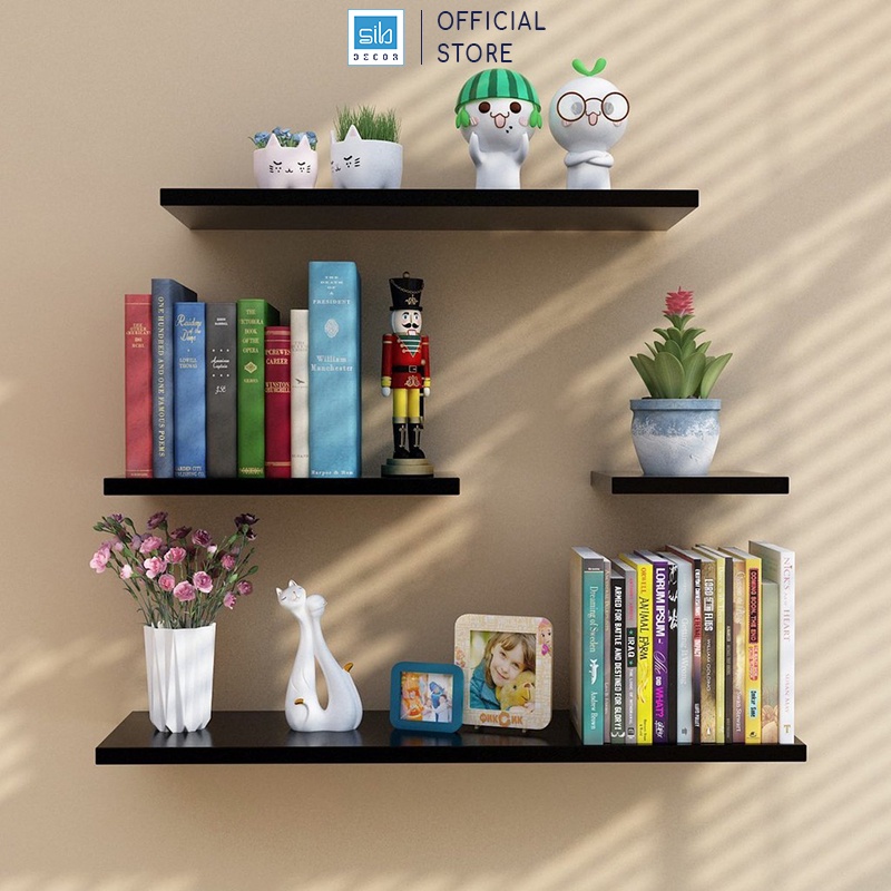 Ảnh Set 4 Kệ Gỗ Treo Tường Thanh Ngang SIB Decor Trang Trí Phòng Khách Góc Làm Việc - KT001-2346 1