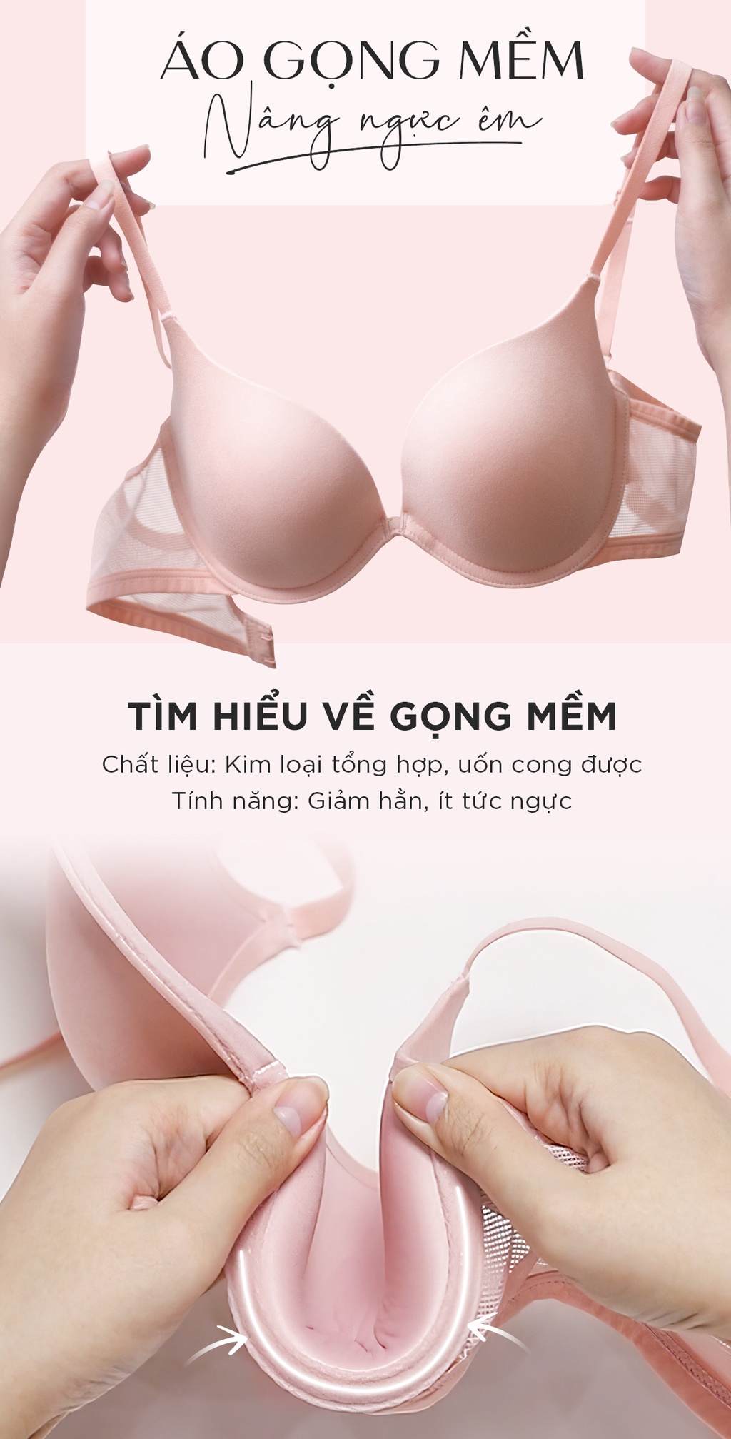 Mô tả Áo lót nữ có gọng, áo ngực mút mỏng thun lạnh dây liền bảng lưng phối lưới BOM Sister MU26015 - 1