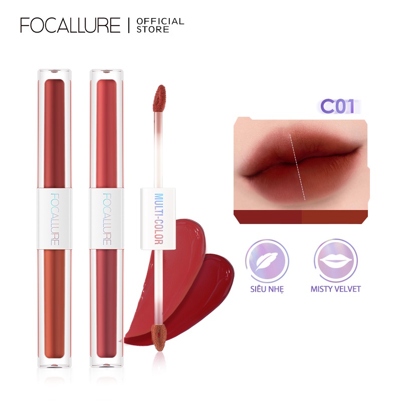 Ảnh Son môi dạng lỏng FOCALLURE 2.4g 2 trong 1 siêu nhẹ chống nứt nẻ 1