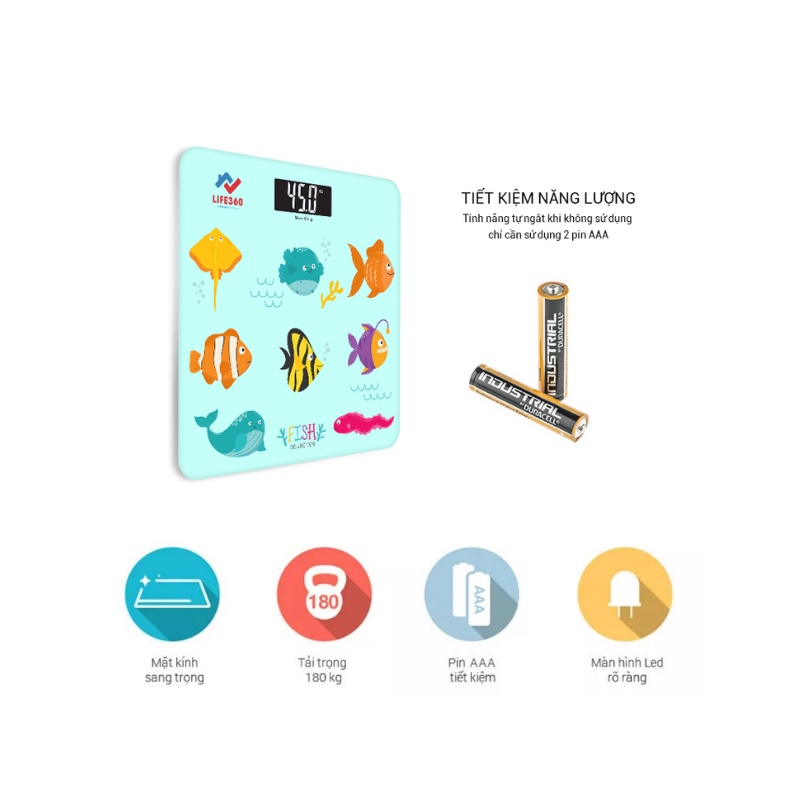 Ảnh Cân Sức Khỏe Điện Tử LIFE360, Cân Điện Tử Thông Minh, Mặt Kính Cường Lực,Tải Trọng Tới 180kg 3