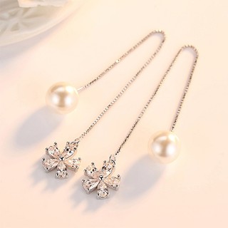 Bông tai dài ngọc nhân tạo hoa BHBT158