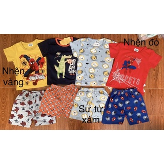 Bộ cộc xuất hàn bé trai, bộ cotton chui đầu bé trai, bộ cộc hình siêu nhiên ô tô khủng long bé trai