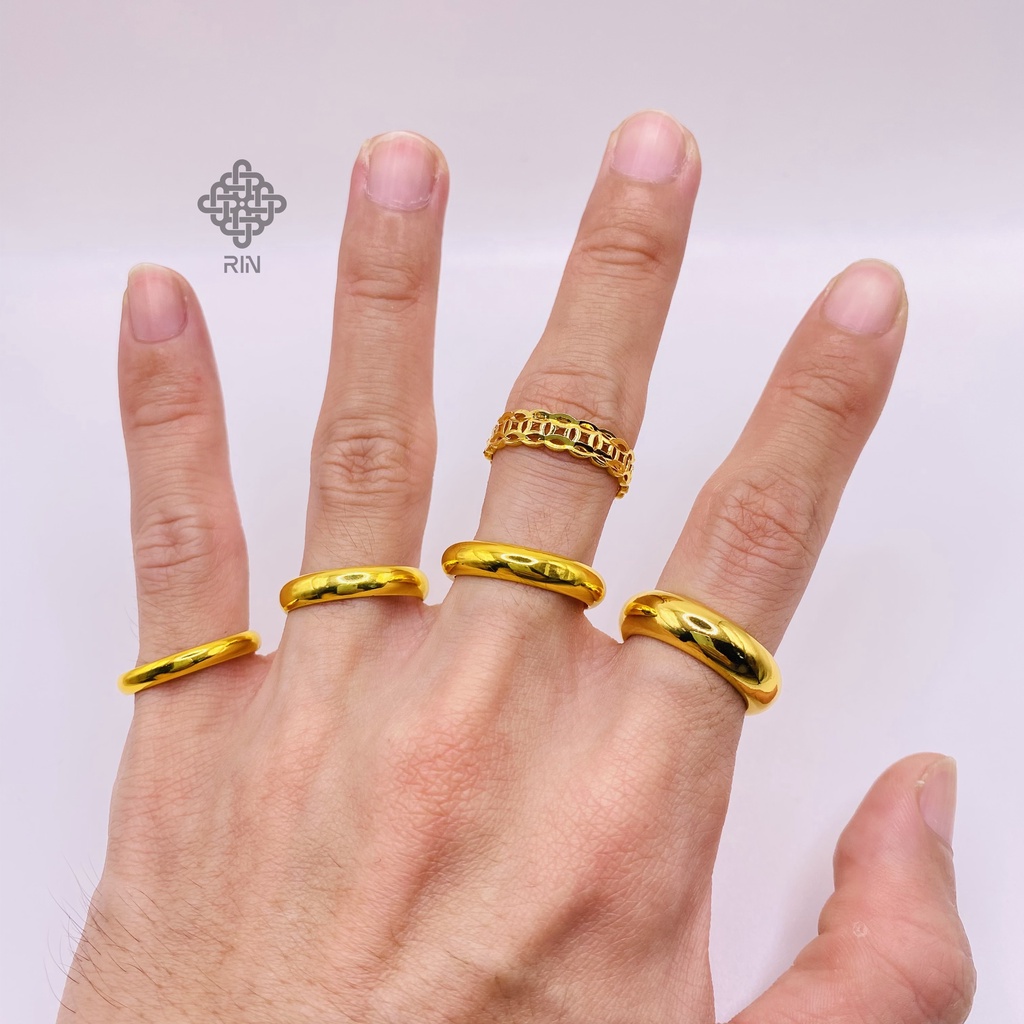 Nhẫn tròn trơn chất liệu bằng titan, Nhẫn unisex cho nam và nữ đầy đủ size và ký hiệu có hộp, trangsucmoiluatuoi.RIN