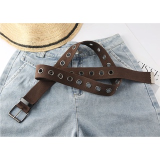 Thắt lưng vải canvas Broobelt một hàng lỗ màu nâu đen, dây nịt dù unisex ulzzang cho nam nữ