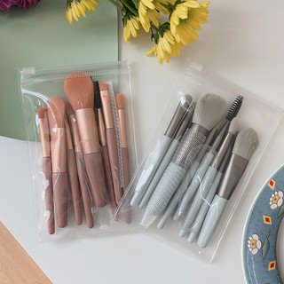 (LOẠI XỊN) Bộ Cọ Trang Điểm 8 Cây Vintage Siêu Cute Trong Túi Zip,  Set Cọ Trang Điểm Gồm 8 Cây Lông Dày Mịn Dễ Tán Phấn