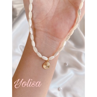 Vòng cổ chocker Pureté - hạt gạo kết hợp mặt dây chuyền tròn