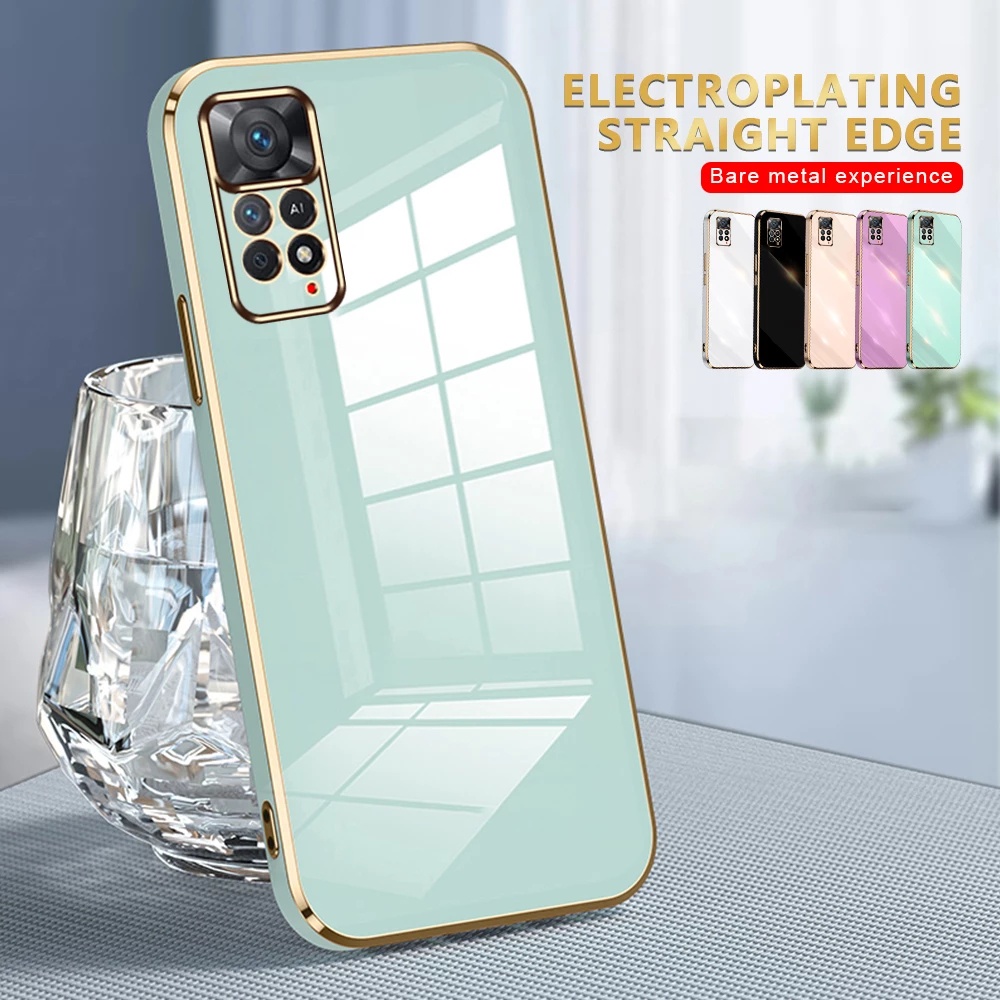 Ốp Điện Thoại Viền Vuông TPU Mềm Mạ Điện Kèm Phim Bảo Vệ Lens Cho Redmi Note 11 Pro+ Plus 11s 11E 4G 5G 2025