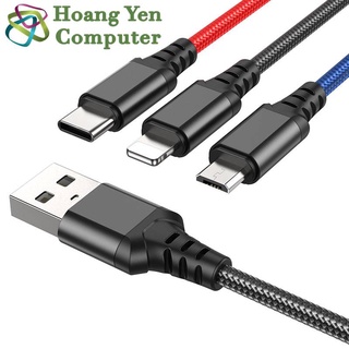 Cáp Sạc 3 Đầu Hoco X76 Dây Dù Dài 1.0M - BH 6 Tháng 1 Đổi 1 - Hoàng Yến Computer