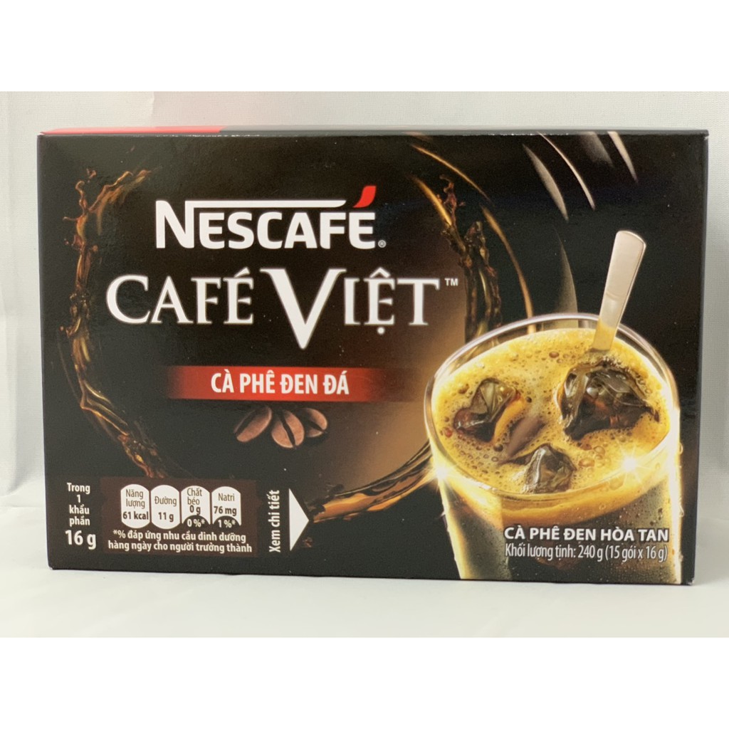 CÀ PHÊ NESCAFE CAFE VIỆT, Hộp 15 gói x 16g, Đen Đá | Shopee Việt Nam